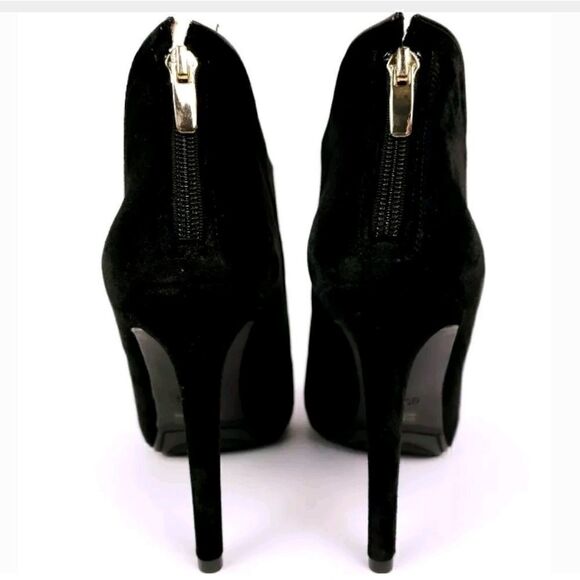 Guess Aby Faux Leather Trim Black Velvet Booties - Picture 4 of 8